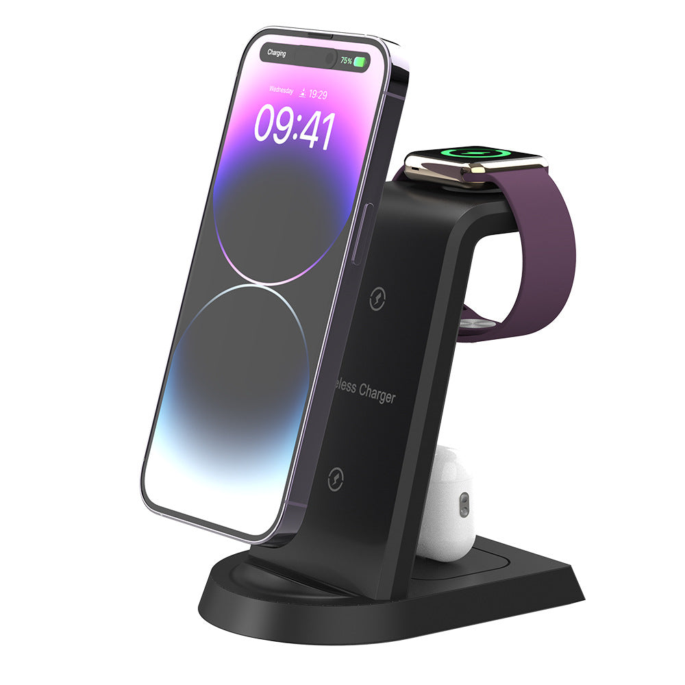 Cargador Inalámbrico 3 en 1 para Móvil, Auriculares y Reloj Soporte Vertical con Base de Carga