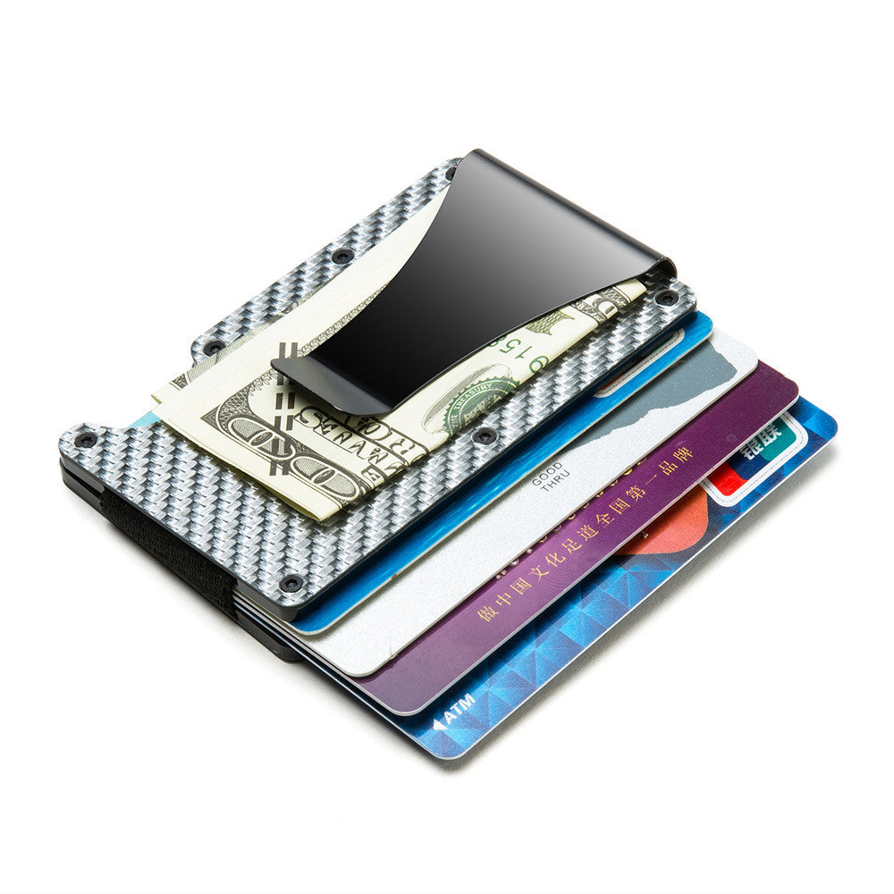Tarjetera Multifuncional de Fibra de Carbono con Bloqueo RFID Anti-Magnético y Estuche Aluminio Hombre