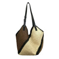 Bolsa Tote Tejida Hombro Mosaico 4 Colores Asa Cuero Playa Casual Mujer