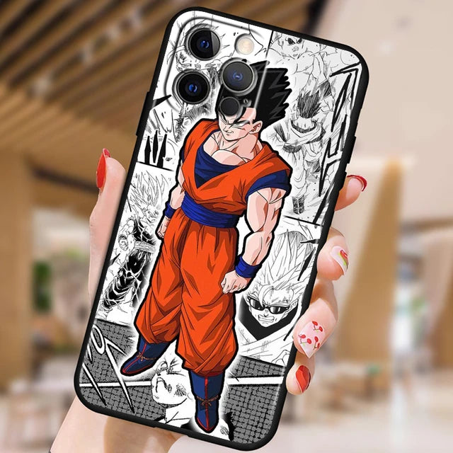 Funda Dragon Ball Z Arte Japonés para iPhone 6 7 8 Plus X XR XS 11 12 13 14 15 Pro Max – Negro