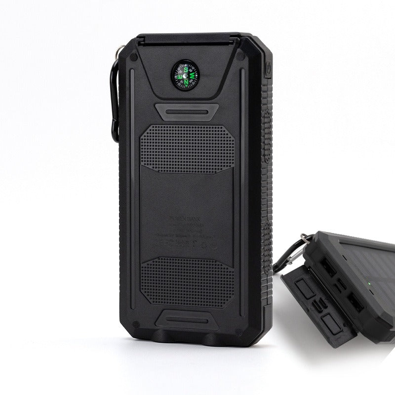 Power Bank Solar 20000mAh Impermeable con Brújula Integrada Carga Rápida para Outdoor y Camping