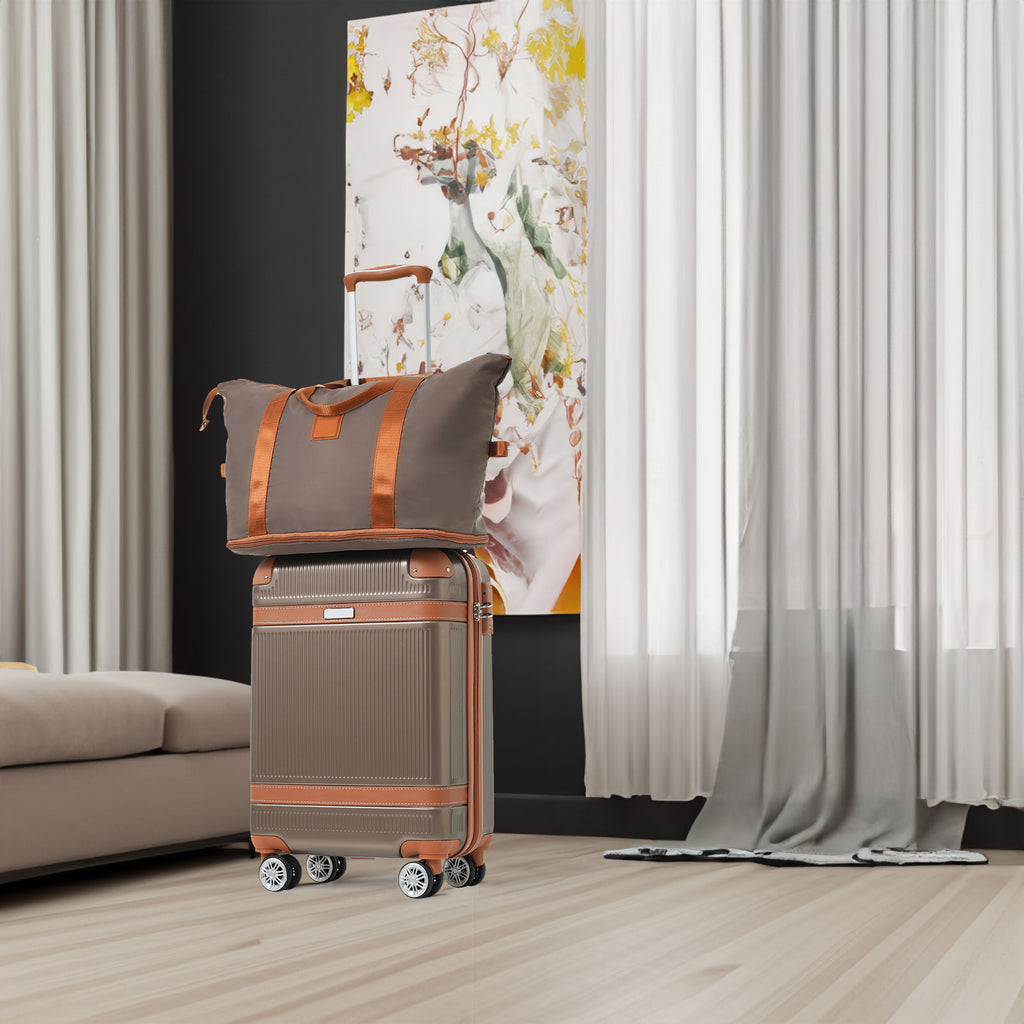 Set 3 Piezas Hardshell Cobre con Ruedas Dobles Candado TSA y Bolsa Viaje para Hombre y Mujer