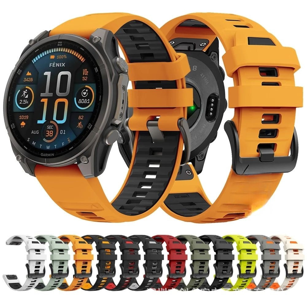 Correa de Silicona para Garmin Fenix 8 – Serie 43/47/51mm, Liberación Rápida, Estilo Deportivo