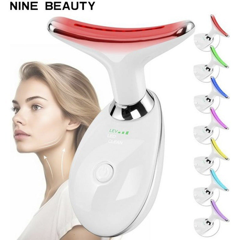 Masajeador de Cuello con Terapia de Luz 7 Colores LED Anti-Arrugas y Reafirmante Recargable USB