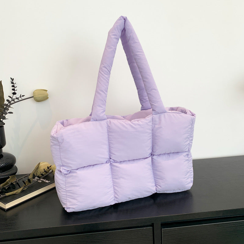 Bolsa Tote Acolchada Quilted Mujer Gran Capacidad Cierre Cremallera Street Trendy 8 Colores 39x25x13cm