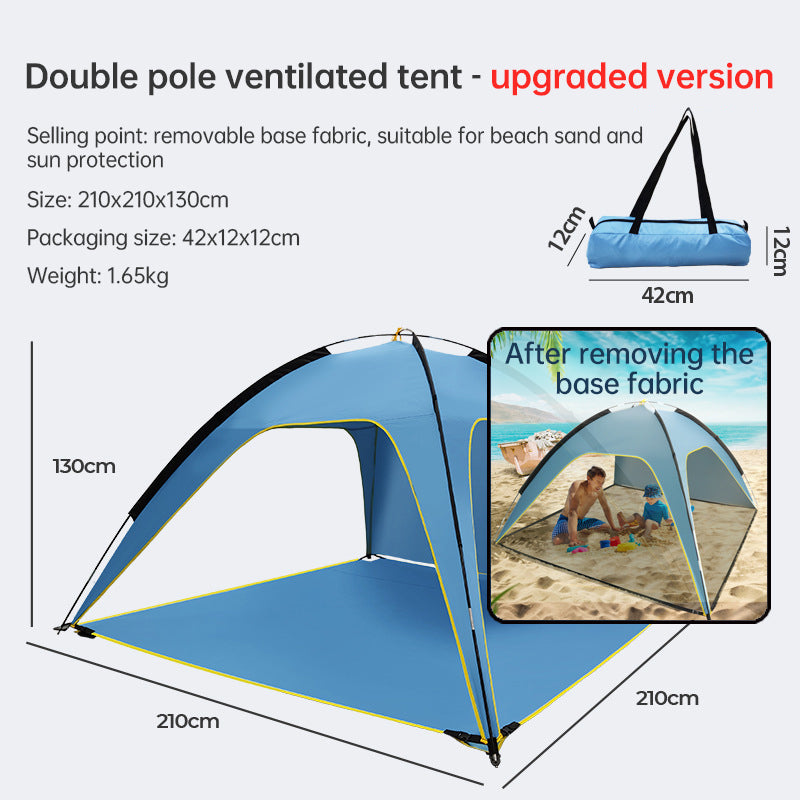 Carpa de Playa Apertura Rápida 3-4 Personas Protector Solar 3 Ventilaciones Camping | Estándar y Premium