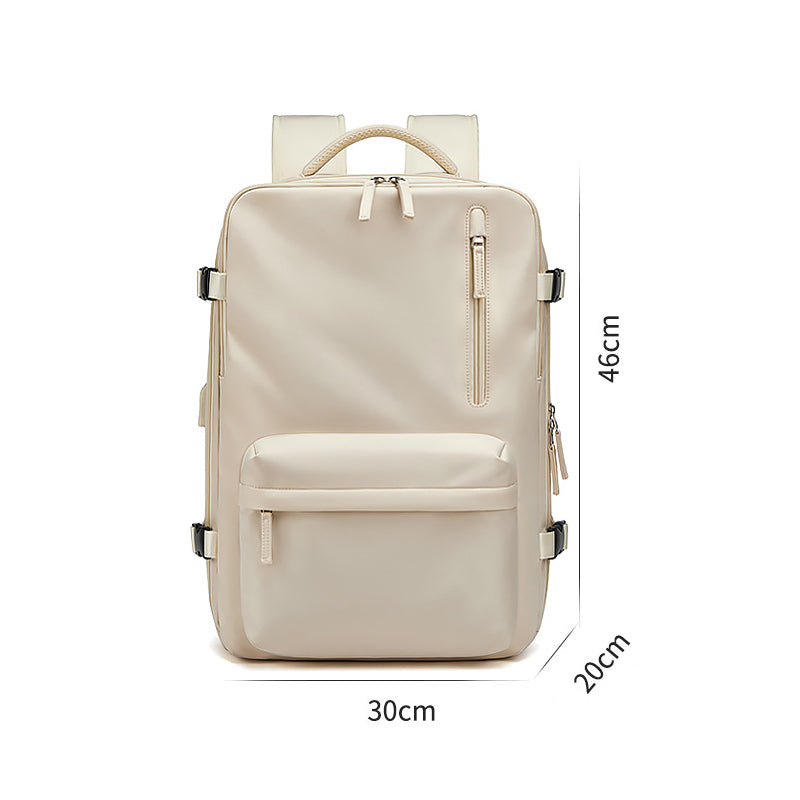 Mochila Impermeable 18" Porta Laptop Puerto USB Cuero Vintage Unisex 30x20x46cm 6 Colores