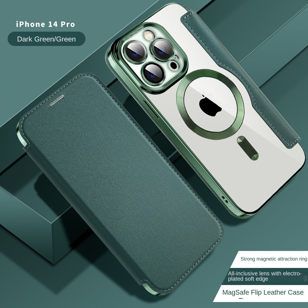 Funda Tipo Libro Magnética Electrogalvanizada para iPhone 11–16 – TPU + Piel, Cobertura Total, 9 Colores