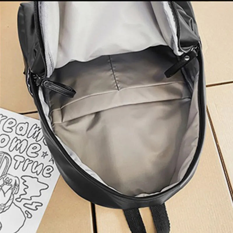 Mochila Cuero PU Mujer 4 Colores Ligera Elegante Escolar y Trabajo White Dark Gray Ivory Black