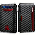 Cartera Fibra de Carbono con Apertura Flip Magnética Anti-RFID Tarjetero Billetera Hombre Slim