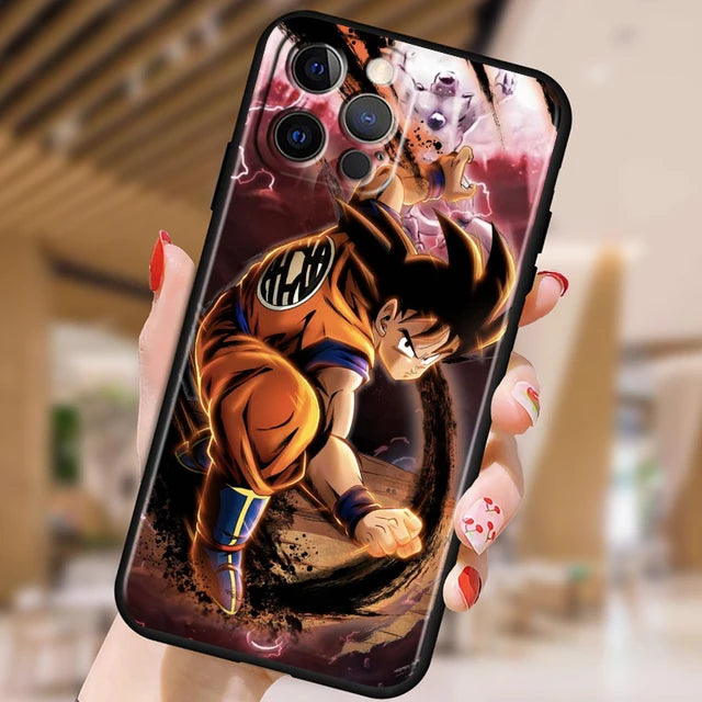 Funda Dragon Ball Z Arte Japonés para iPhone 6 7 8 Plus X XR XS 11 12 13 14 15 Pro Max – Negro