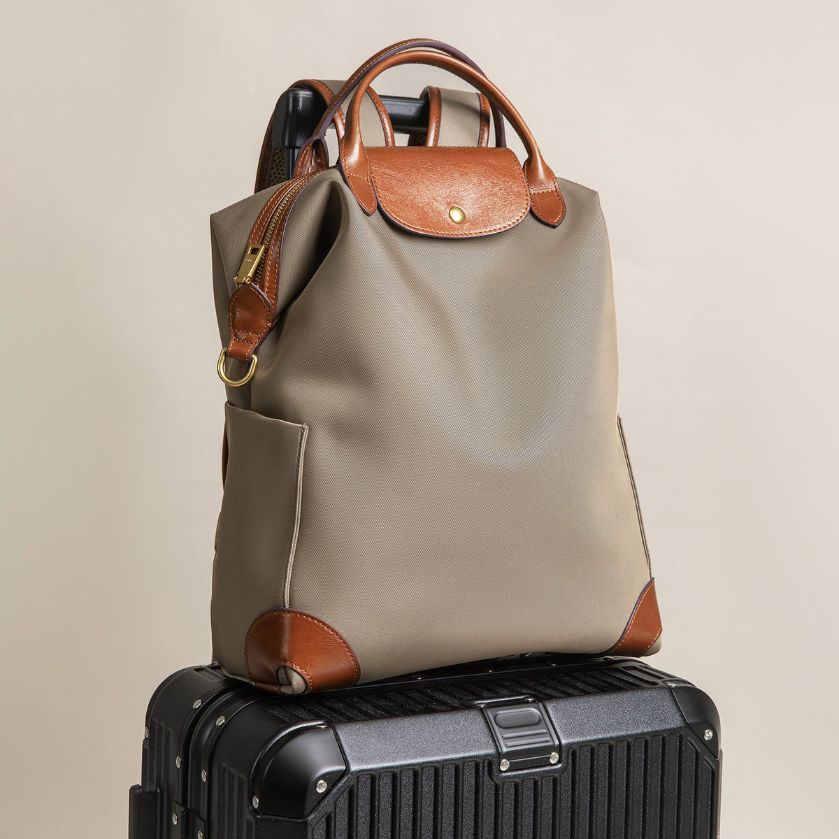 Mochila Nylon Premium Gran Capacidad Asas Cuero Ligera Negocios Viaje Commute 6 Colores