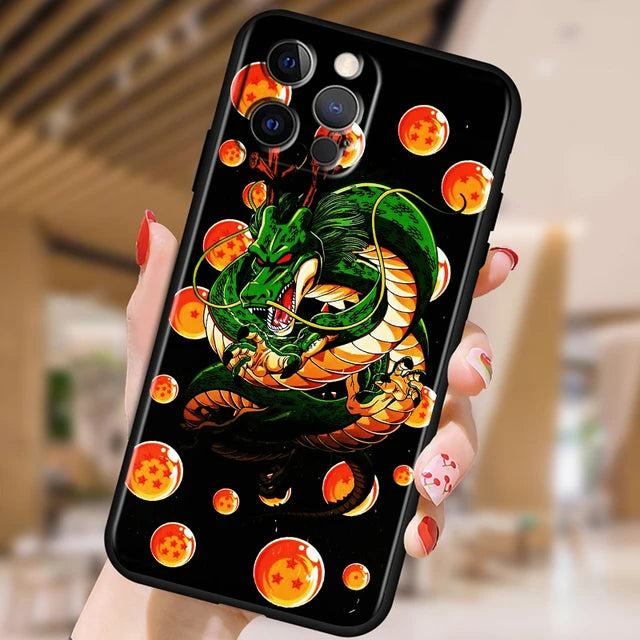 Funda Dragon Ball Z Arte Japonés para iPhone 6 7 8 Plus X XR XS 11 12 13 14 15 Pro Max – Negro