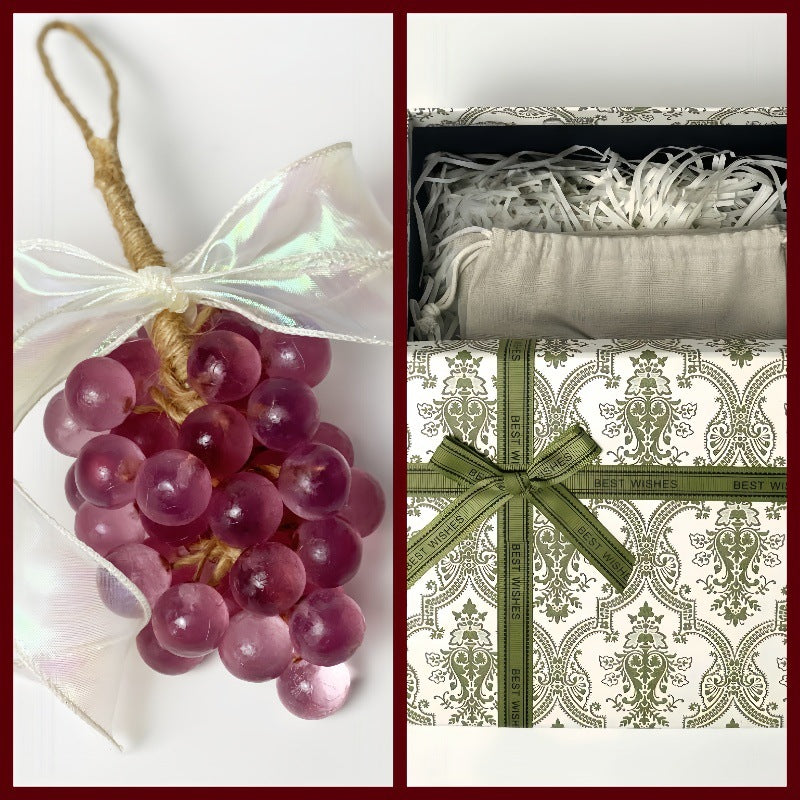 Jabón Artesanal de Uva Cristal en Caja de Regalo – Aroma Frutal, Hidratante, Talla Grande/Pequeña, 3 Colores