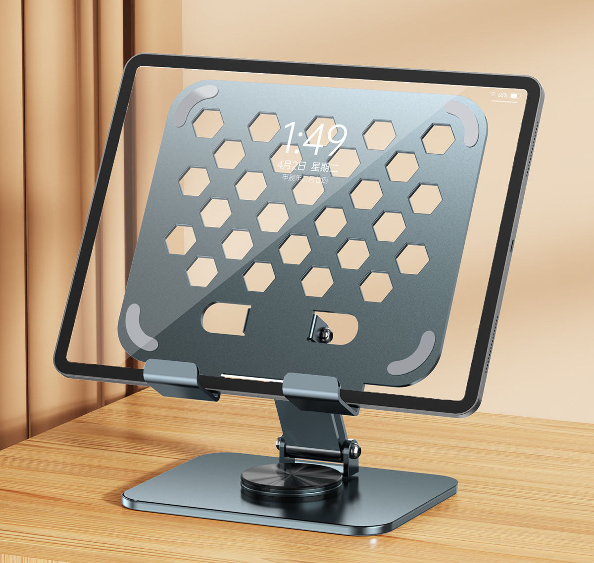 Soporte Tablet 360° Giratorio Plegable Todo Metal para iPad, Smartphone y Streaming Universal
