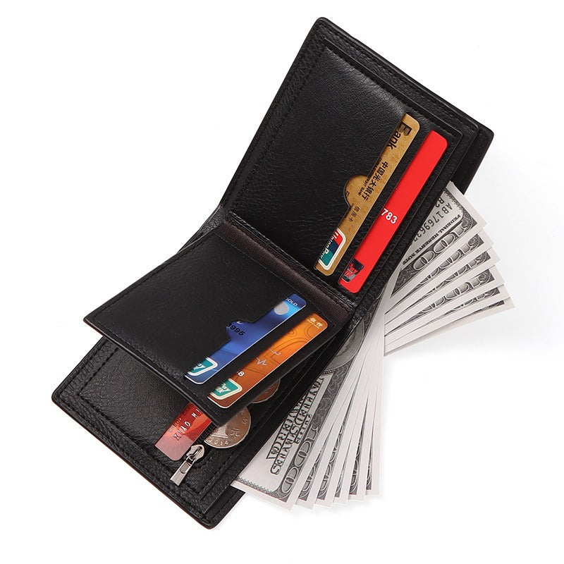 Cartera Corta Hombre Minimalista Slim con Ranuras Tarjetas y Billetes Diseño Urbano