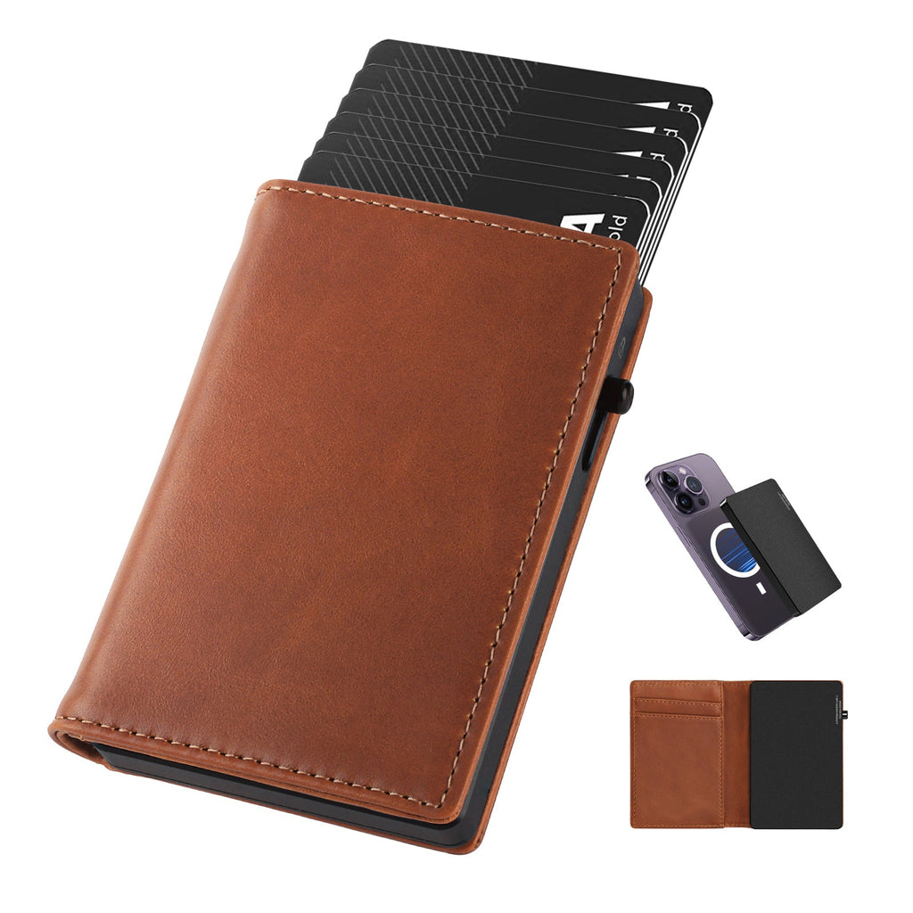 Cartera TOYFID de Aluminio con Cubierta de Piel Genuina para Hombre
