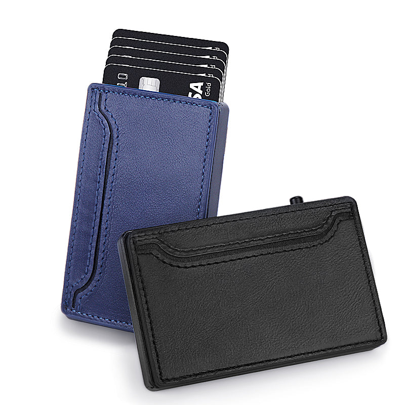Cartera TOYFID con Cubierta de PU, Aluminio Pop-Up y Porta Tarjetas para Hombre