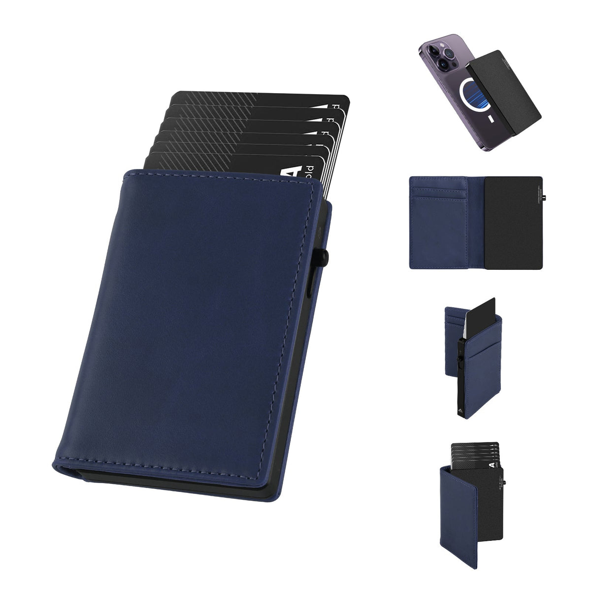 Cartera TOYFID de Aluminio con Cubierta de Piel Genuina para Hombre