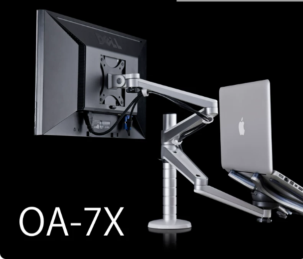 Brazo para Monitor y Laptop de Aleación de Aluminio – Doble Sección, Doble Pantalla, Oficina OA-3S/OA-7X