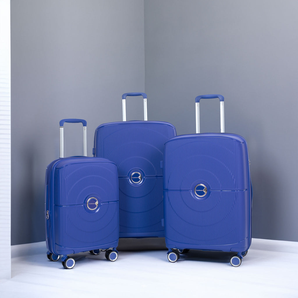 Set de Maletas 3 Piezas PP Hardshell Ruedas Dobles Expandible con Candado TSA 20/24/28 Azul Marino