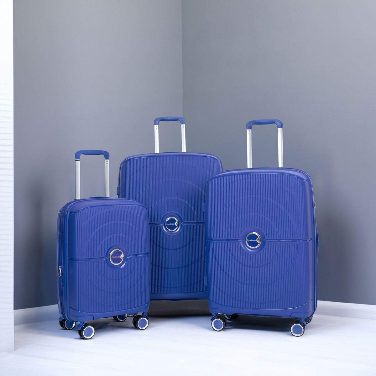 Set de Maletas 3 Piezas PP Hardshell Ruedas Dobles Expandible con Candado TSA 20/24/28 Azul Marino