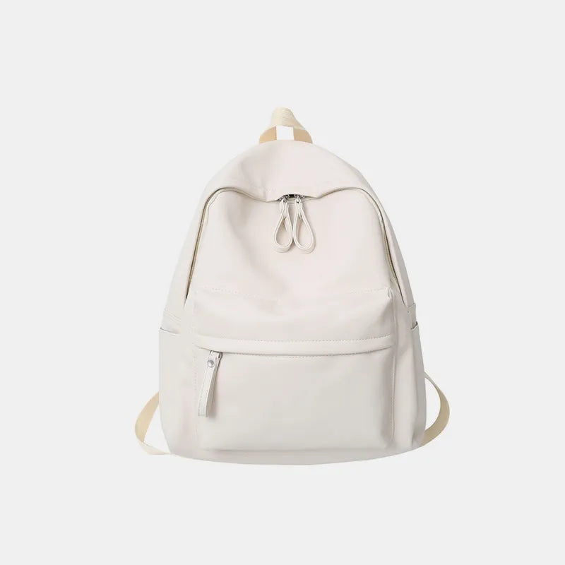 Mochila Cuero PU Mujer 4 Colores Ligera Elegante Escolar y Trabajo White Dark Gray Ivory Black