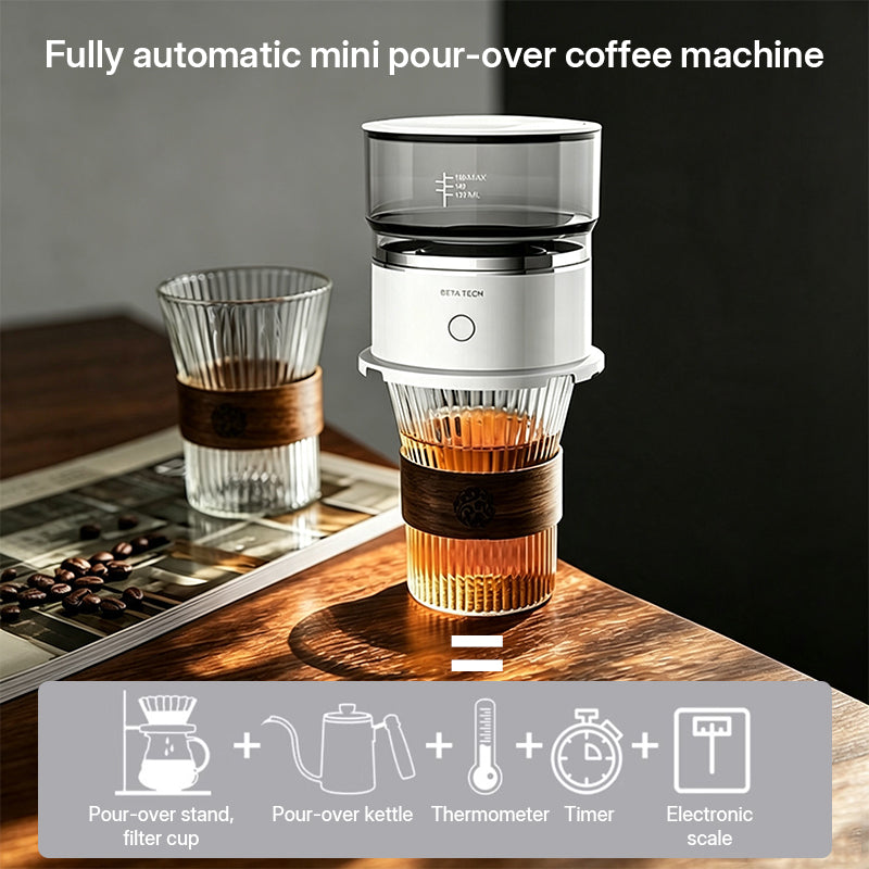 Mini Molinillo de Café Eléctrico con Cafetera de Goteo Automática y Vaso con Agitador Portátil