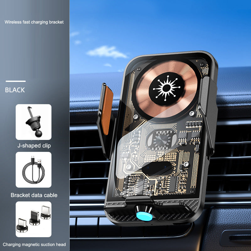 Soporte Auto C11 con Carga Inalámbrica 15W Infrarrojo Apertura Automática Vidrio Templado Estilo Punk | 4 Colores