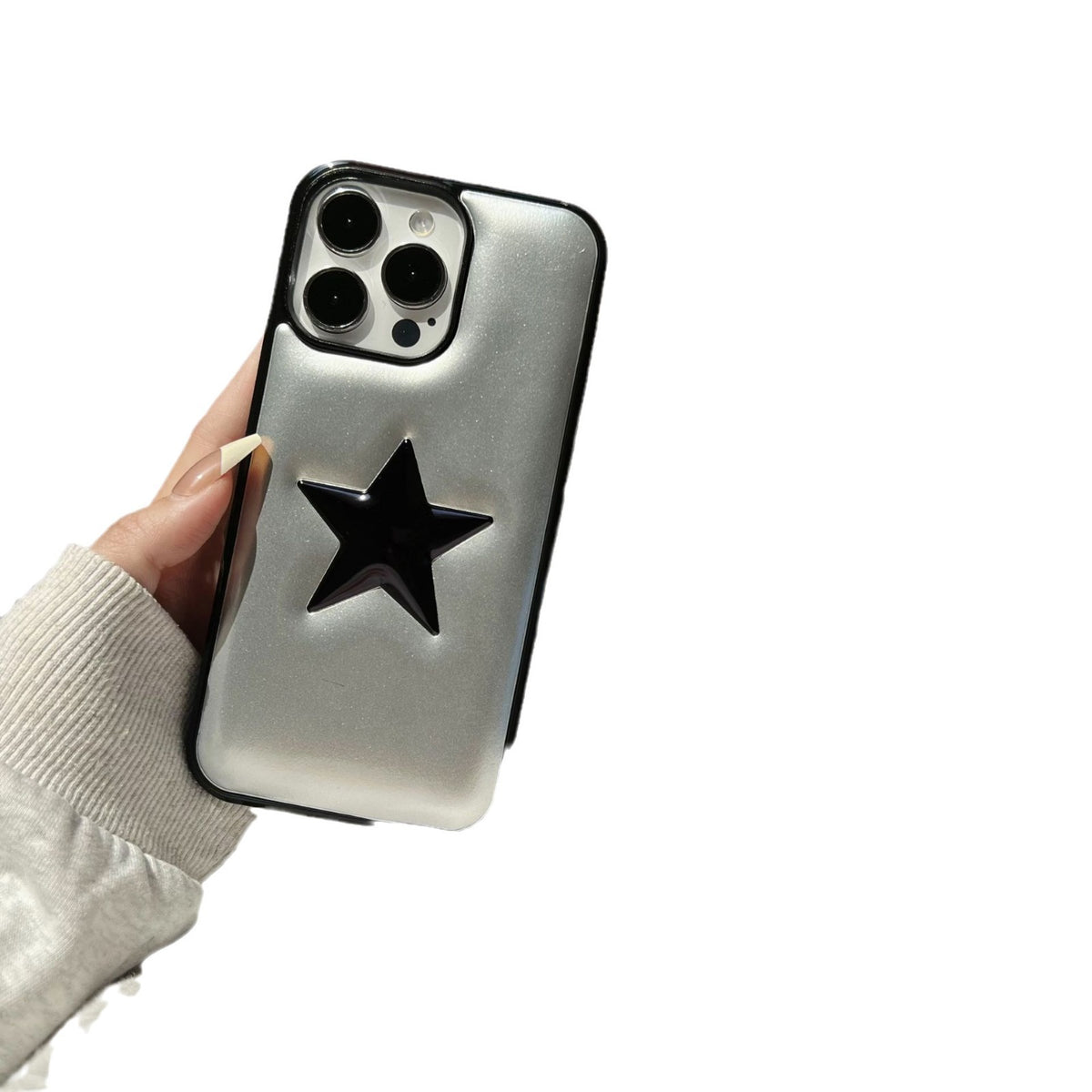 Funda Estrella de 5 Puntas para iPhone 13–17 Pro Max – Cuero Sintético, Protección Total, 3 Colores