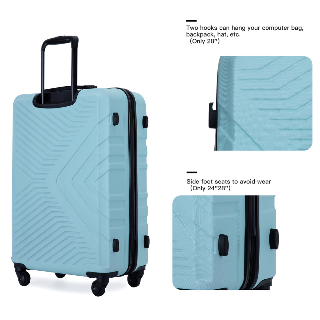 Set de 3 Maletas ABS Hardshell con Ruedas Dobles Ganchos y Candado TSA 20/24/28 Color Verde