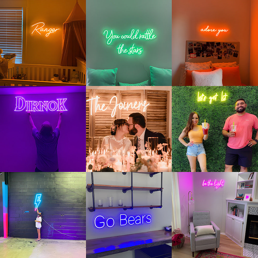 Letrero de Neón LED Personalizado con Nombre o Texto en Inglés Decoración Habitación Propuesta Negocio