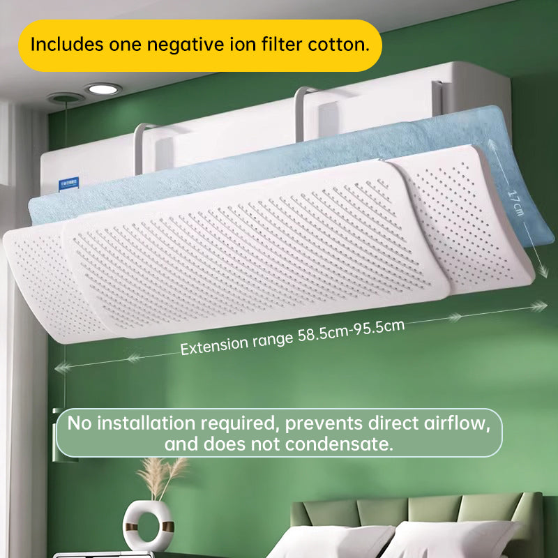 Deflector Aire Acondicionado Ajustable 58.5-95.5cm Sin Instalación Anti Condensación 2 Versiones