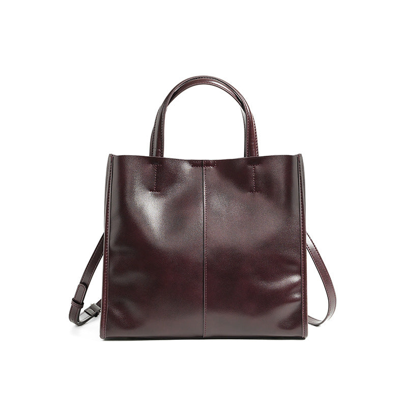 Bolso Tote Cuero Vegetal Vacuno Mujer 6 Colores Top-Grain Asa Hombro Bolsa Versátil