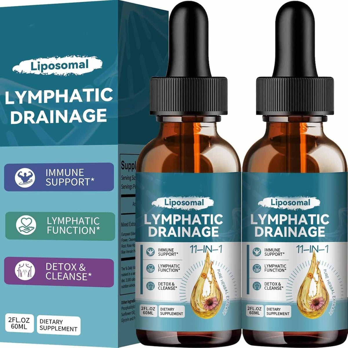 Gotas de Drenaje Linfático 60ml Suplemento Natural para Eliminación de Toxinas y Bienestar
