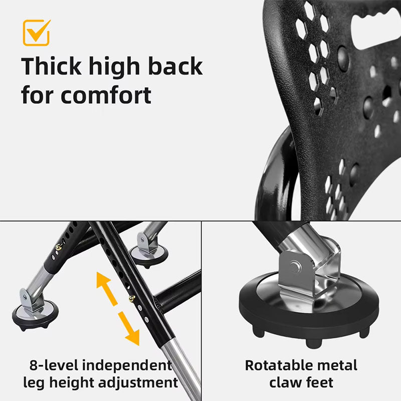 Silla de Pesca Plegable con Respaldo Alto 8 Niveles de Ajuste y Patas Antideslizantes Todo Terreno