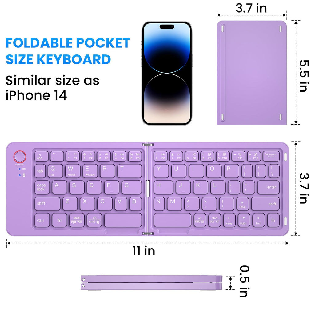 Teclado Bluetooth Plegable Ultra Slim Dual-Mode con Conexión en Un Clic para Móvil y Tablet