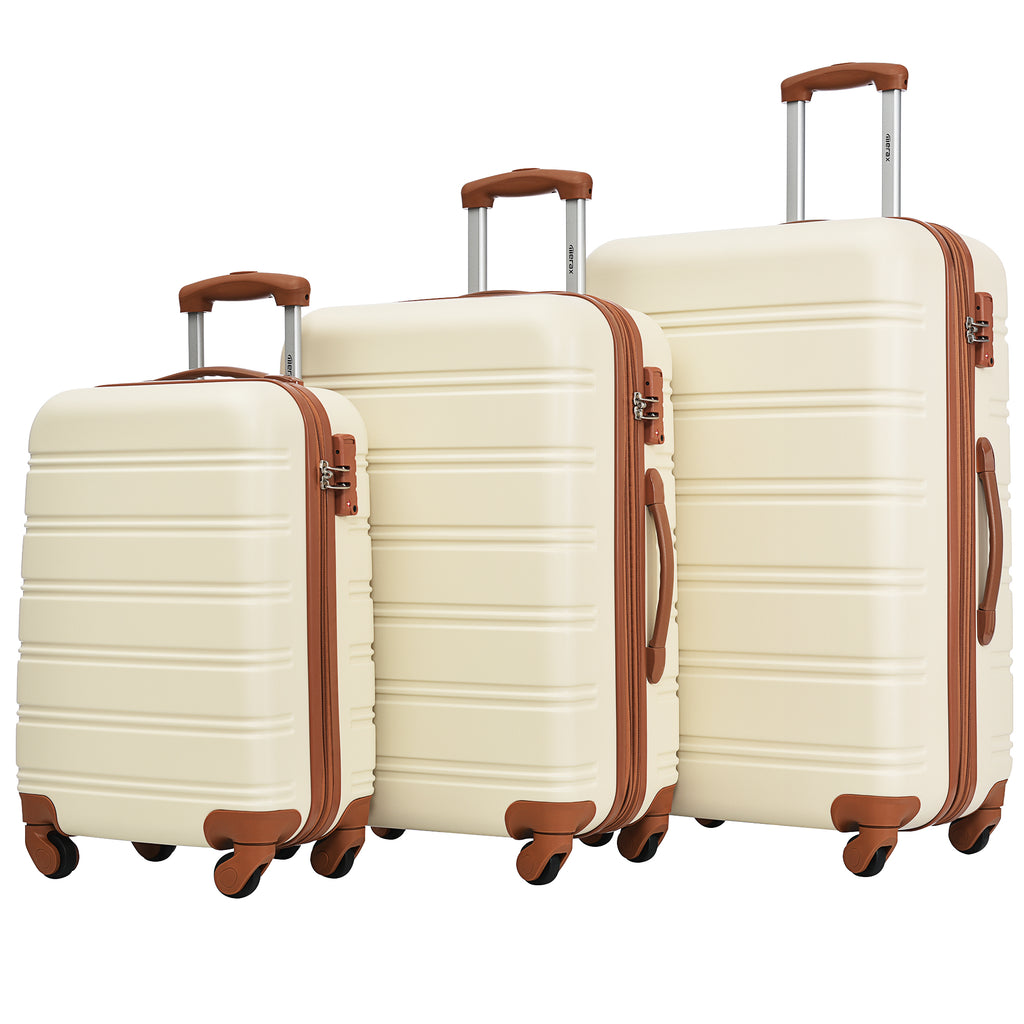 Set 3 Maletas Hardshell Antique White con Ruedas Spinner Candado TSA 20/24/28 para Hombre y Mujer
