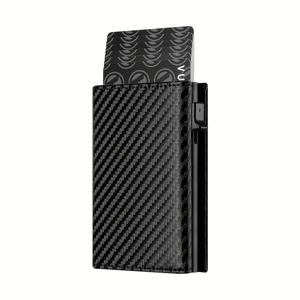 Tarjetera de Fibra de Carbono con Clip Magnético RFID y Soporte AirTag Gran Capacidad para Hombre