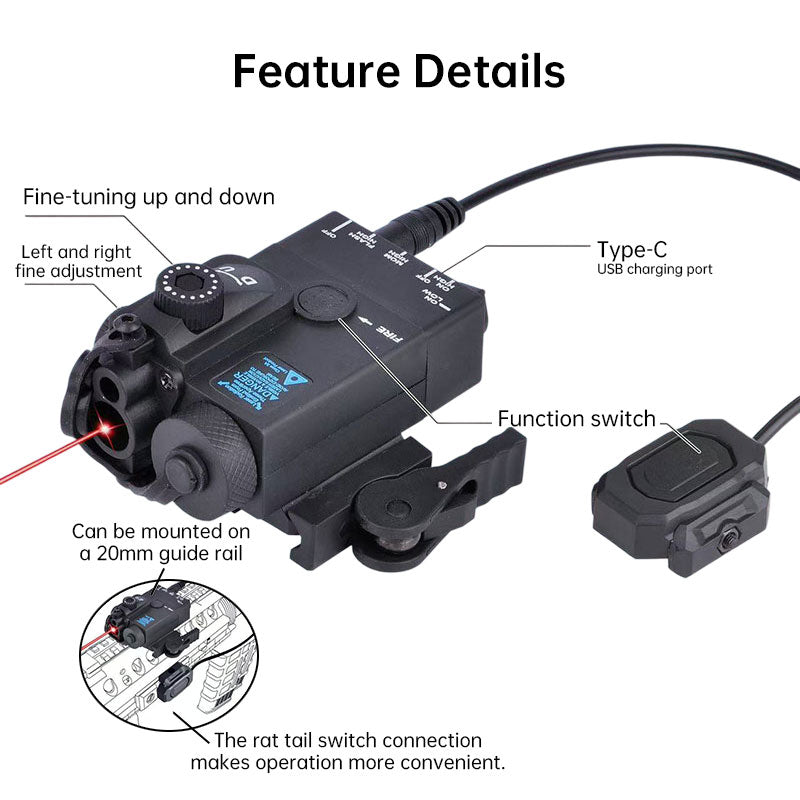 Láser Táctico IR MINI-A2 PEQ15 Riel Picatinny 20mm Compatible M300/M600 | Rojo y Verde