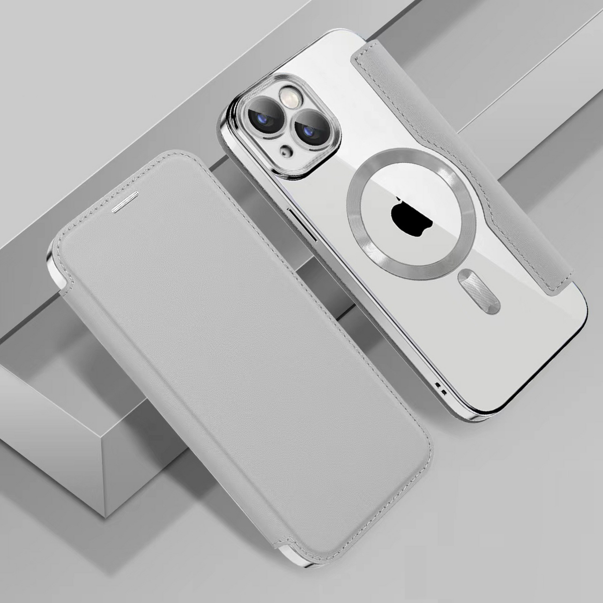 Funda Tipo Libro Magnética Electrogalvanizada para iPhone 11–16 – TPU + Piel, Cobertura Total, 9 Colores