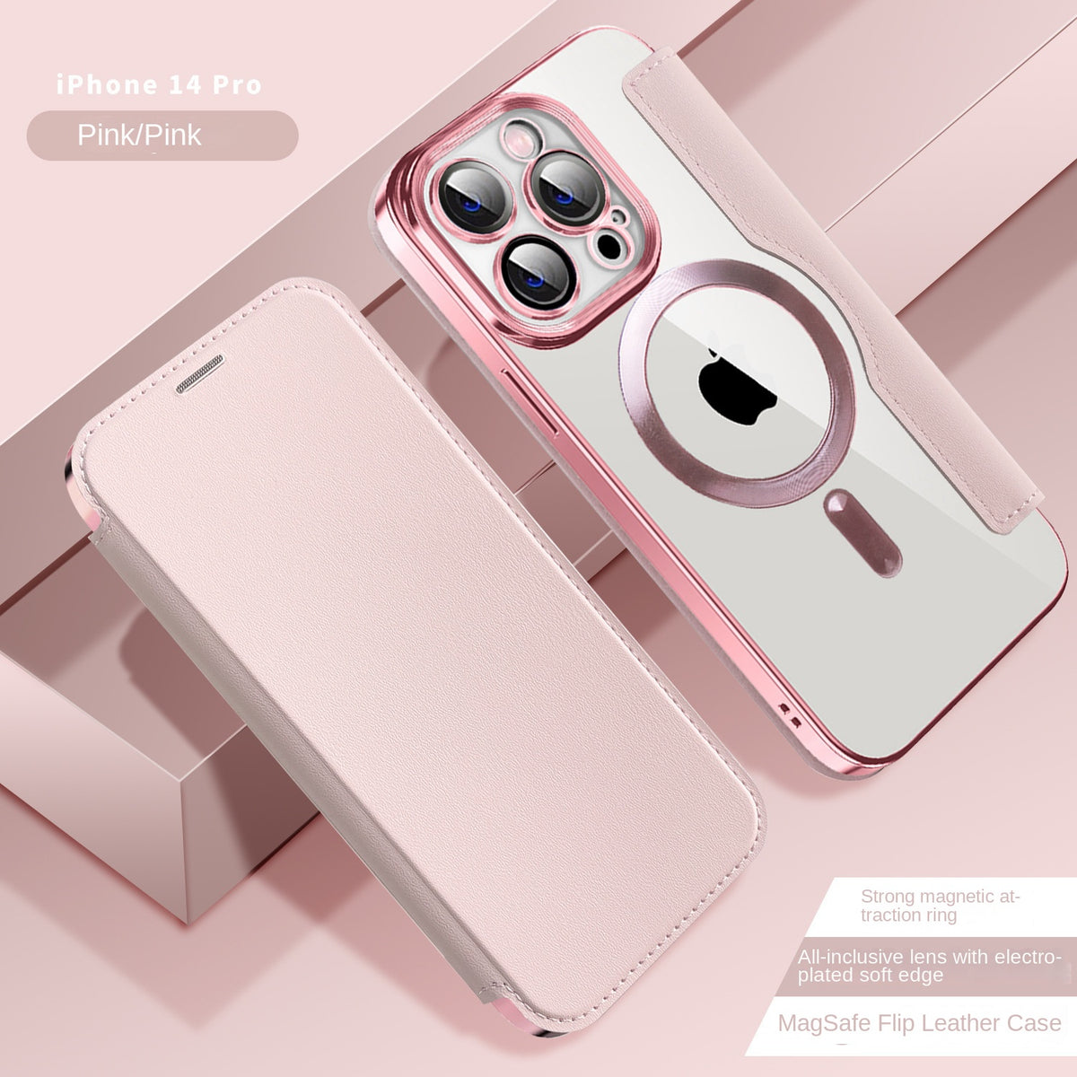 Funda Tipo Libro Magnética Electrogalvanizada para iPhone 11–16 – TPU + Piel, Cobertura Total, 9 Colores