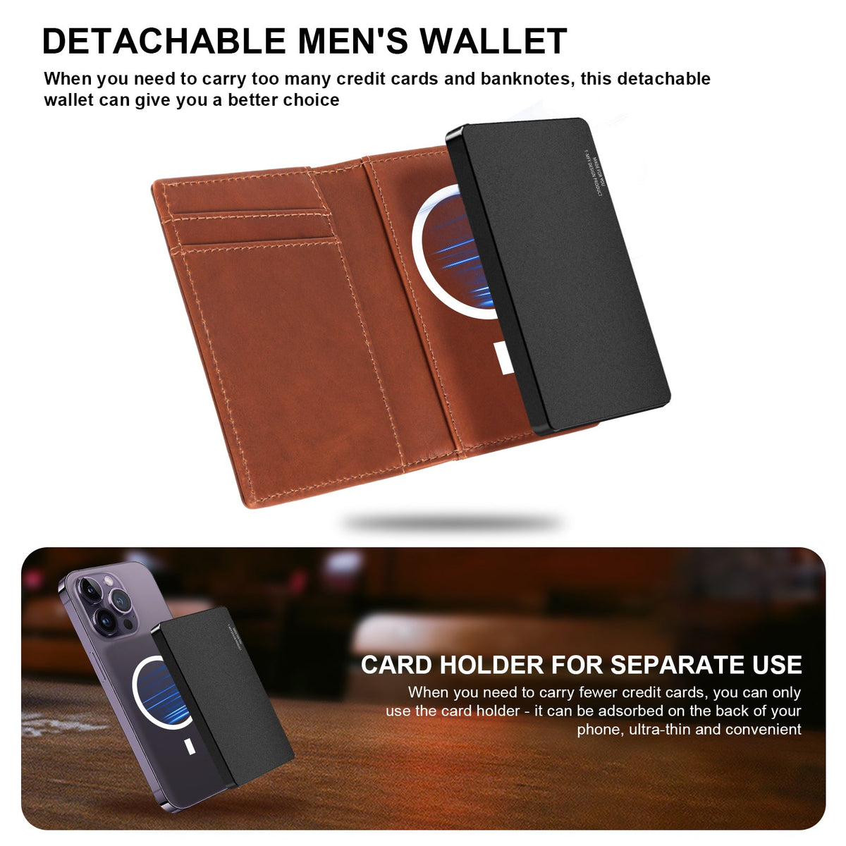 Cartera TOYFID de Aluminio con Cubierta de Piel Genuina para Hombre