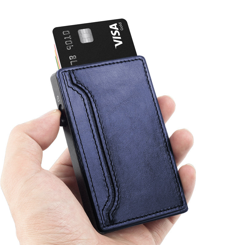 Cartera TOYFID con Cubierta de PU, Aluminio Pop-Up y Porta Tarjetas para Hombre