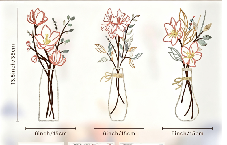 Decoración de Pared Flores de Metal 3 Piezas – Arte Minimalista Moderno para Interiores