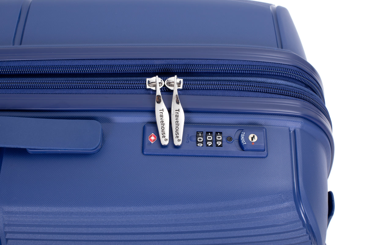 Set de Maletas 3 Piezas PP Hardshell Ruedas Dobles Expandible con Candado TSA 20/24/28 Azul Marino