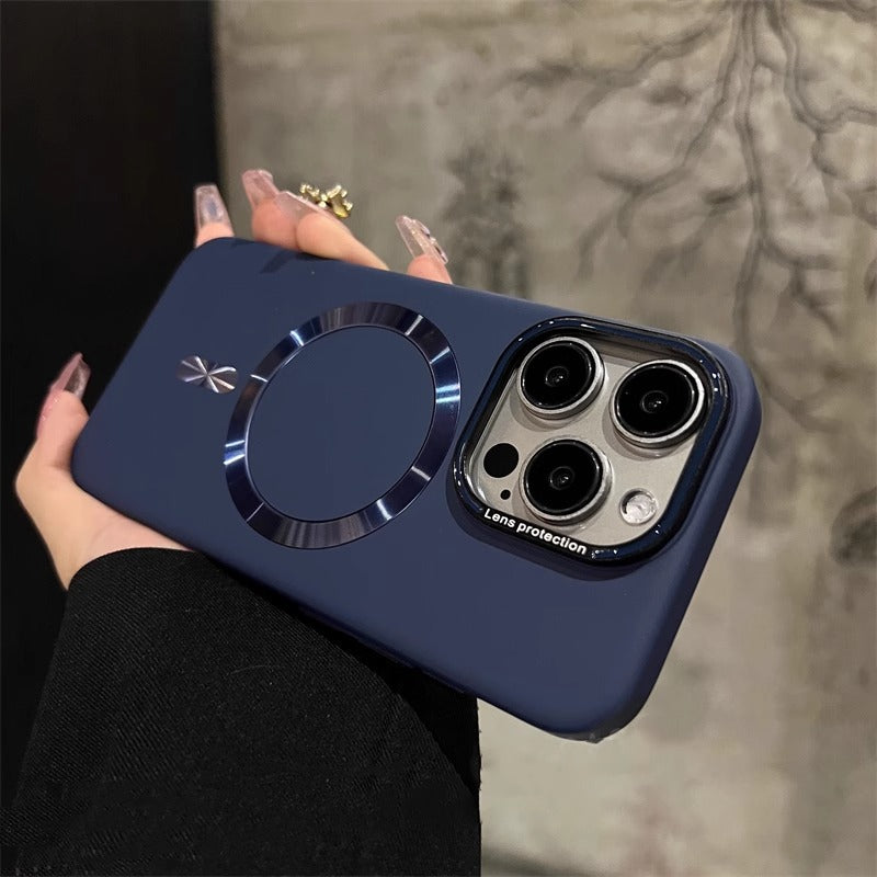 Funda Magnética Esmerilada para iPhone 12–16 Pro Max – PC, Cobertura Total, Anticaidas, 6 Colores