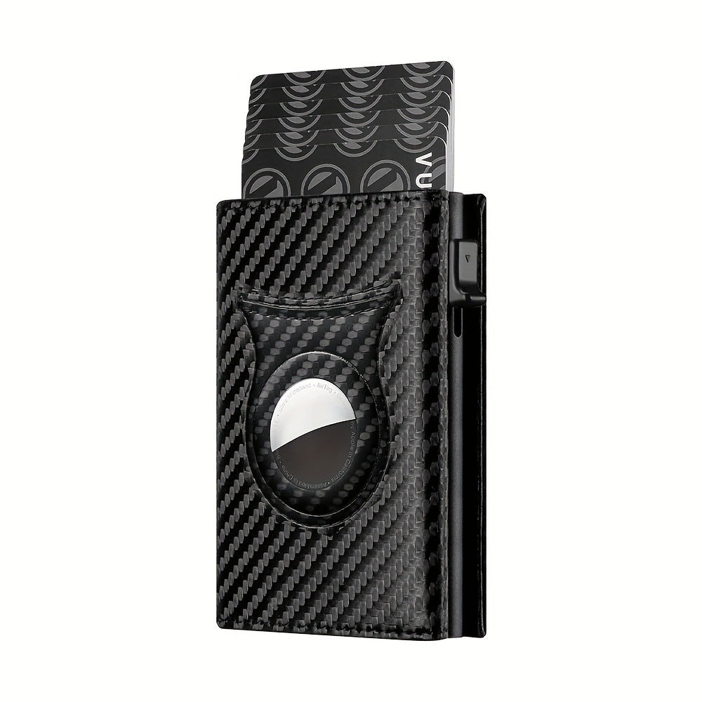 Tarjetera de Fibra de Carbono con Clip Magnético RFID y Soporte AirTag Gran Capacidad para Hombre