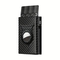 Tarjetera de Fibra de Carbono con Clip Magnético RFID y Soporte AirTag Gran Capacidad para Hombre