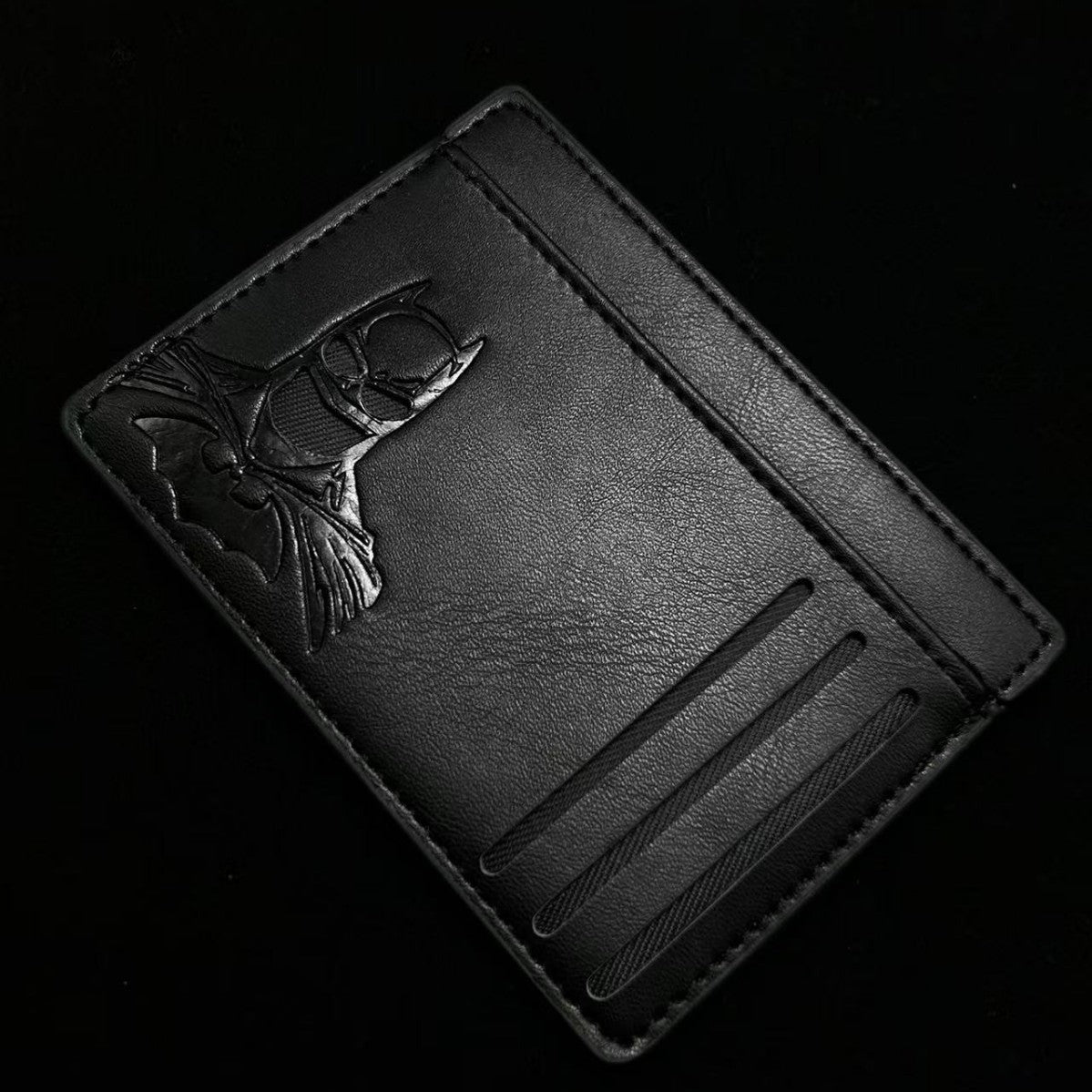 Tarjetero Cartera Batman PU Cuero Unisex Porta ID Pasaporte Minimalista 11x8cm Negro